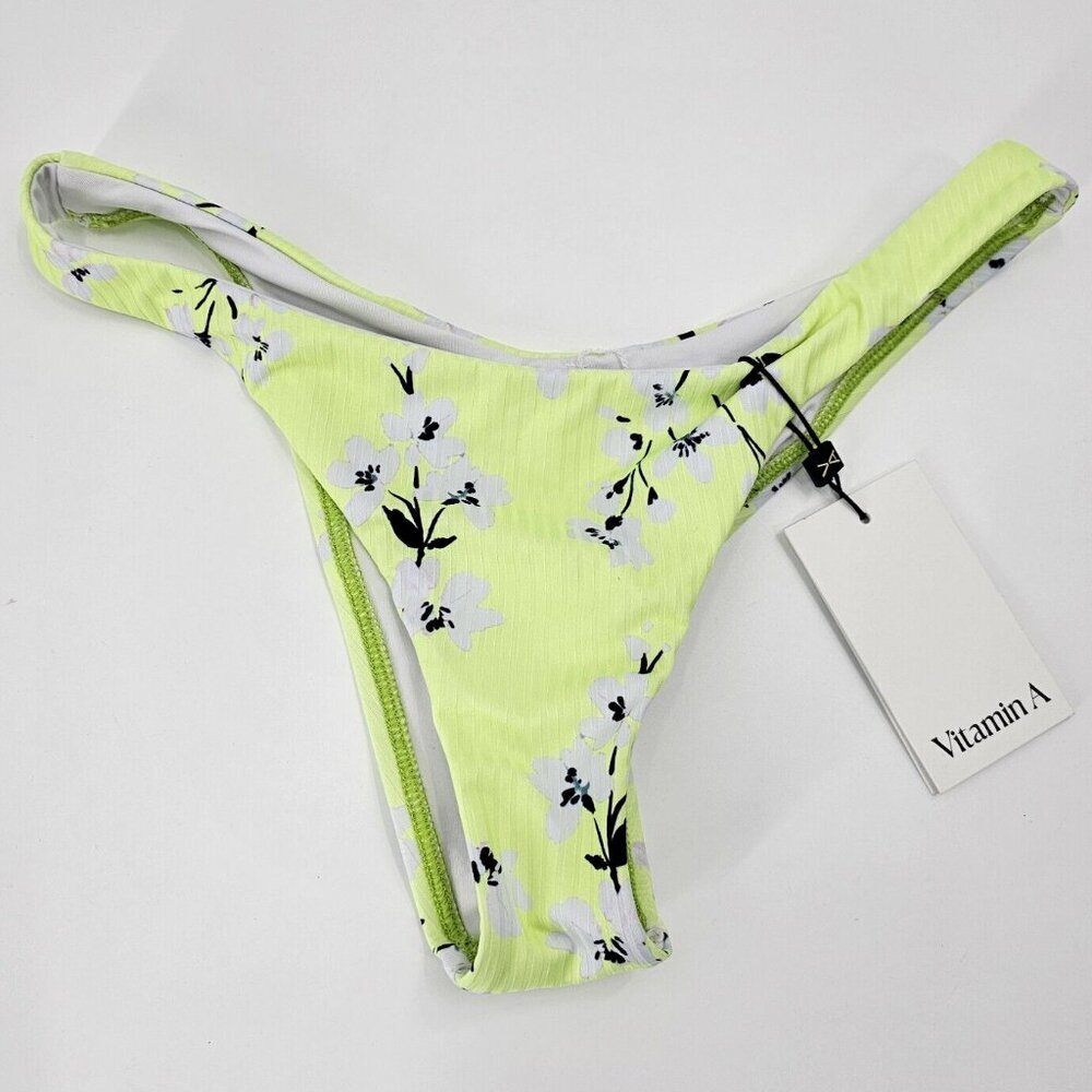 Vitamin A Bikini Bottom California High Leg Citrus Floral Size M (8) Reversible
